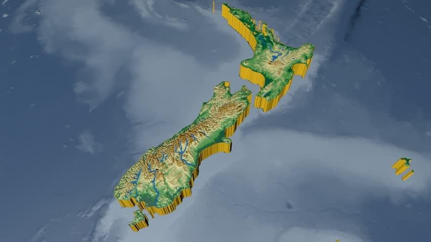 Kaart van 3d nieu-seeland