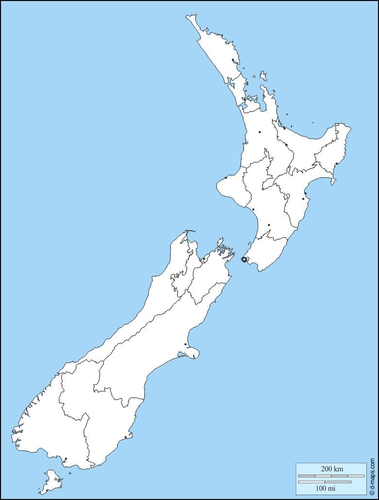 Kaart van nieu-seeland