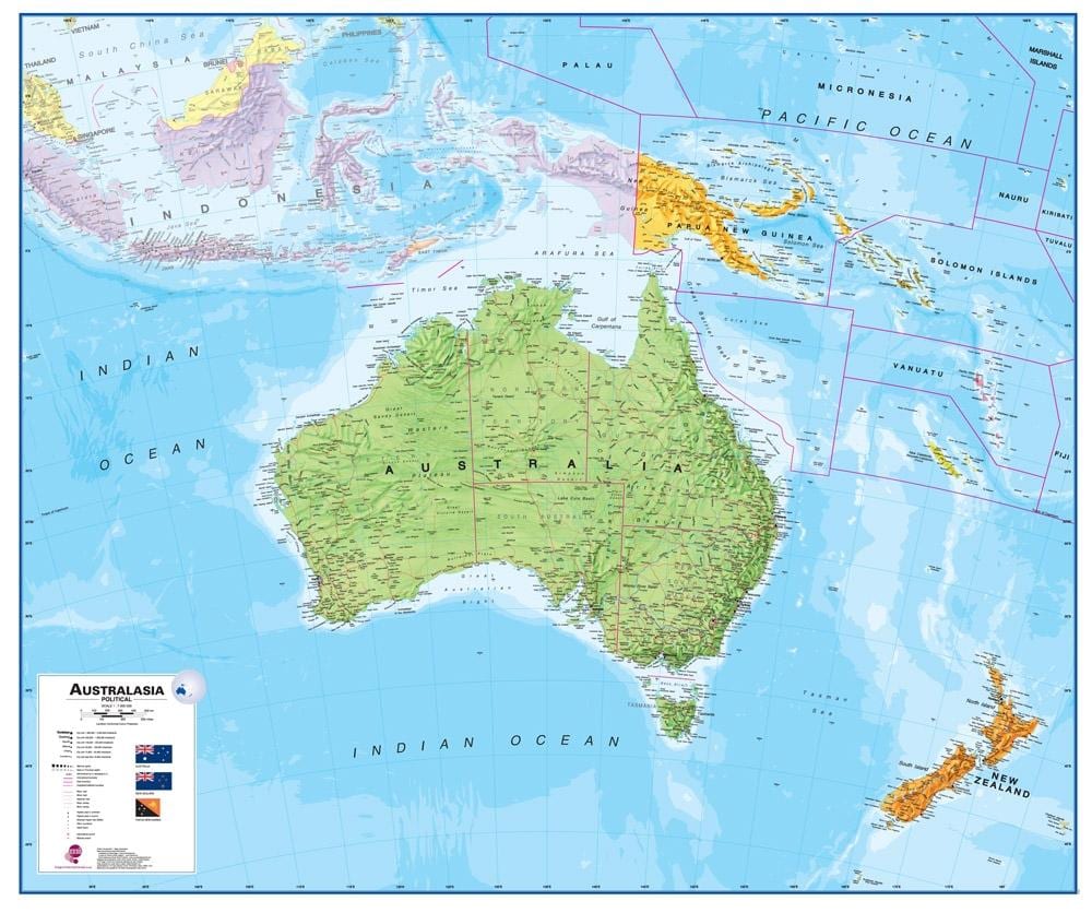 australië nieu-seeland kaart