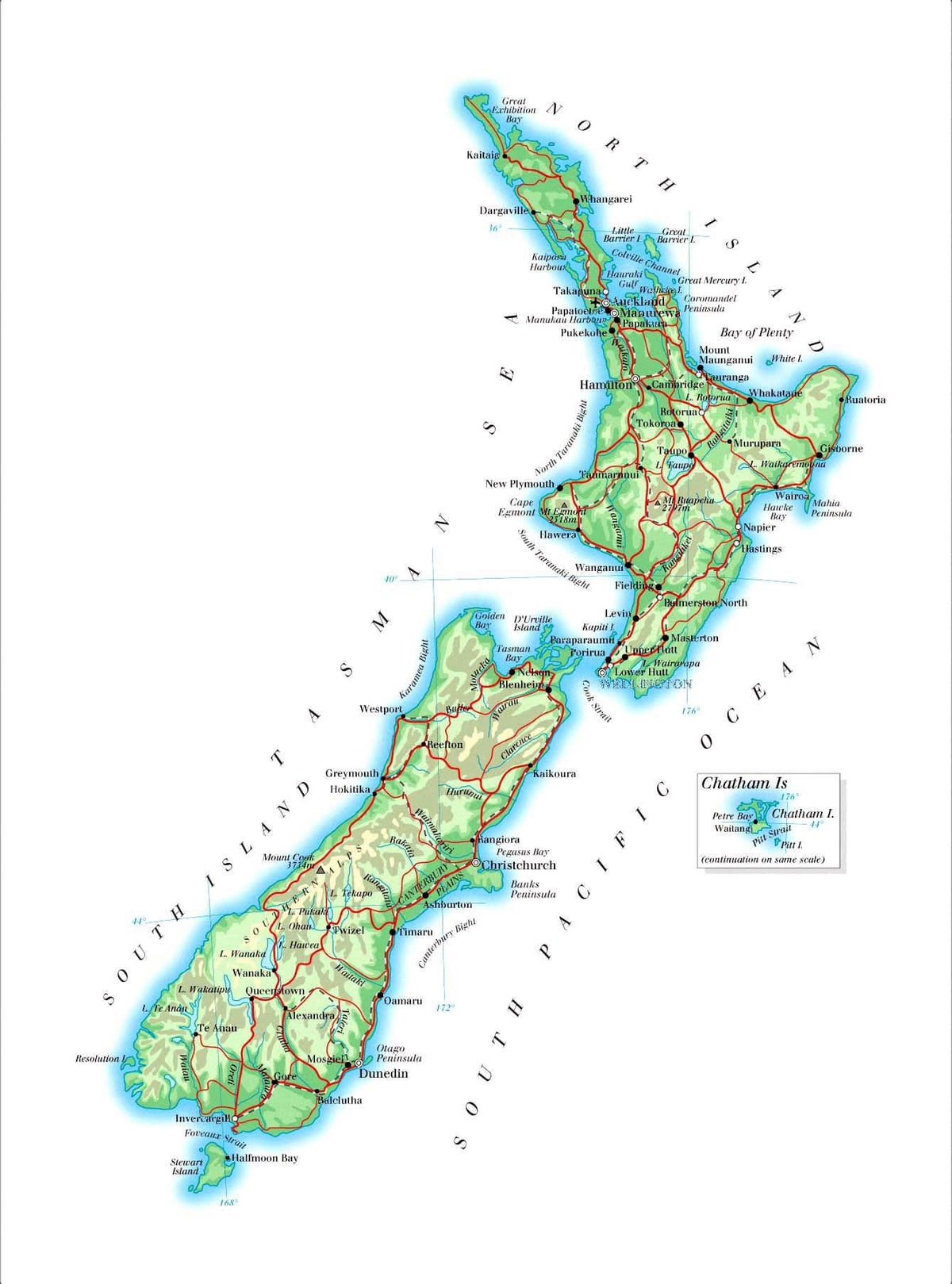 nieu-seeland bergreekse kaart