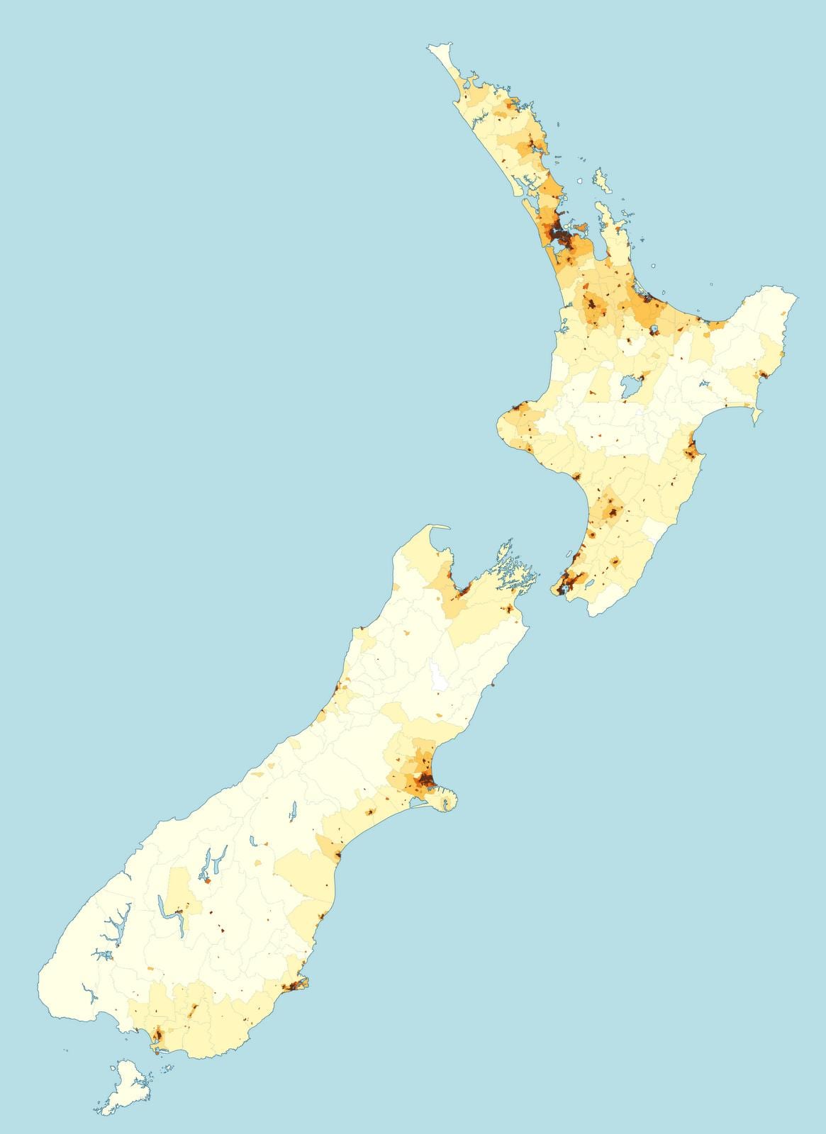 nieu-seeland bevolkingsdigtheid kaart