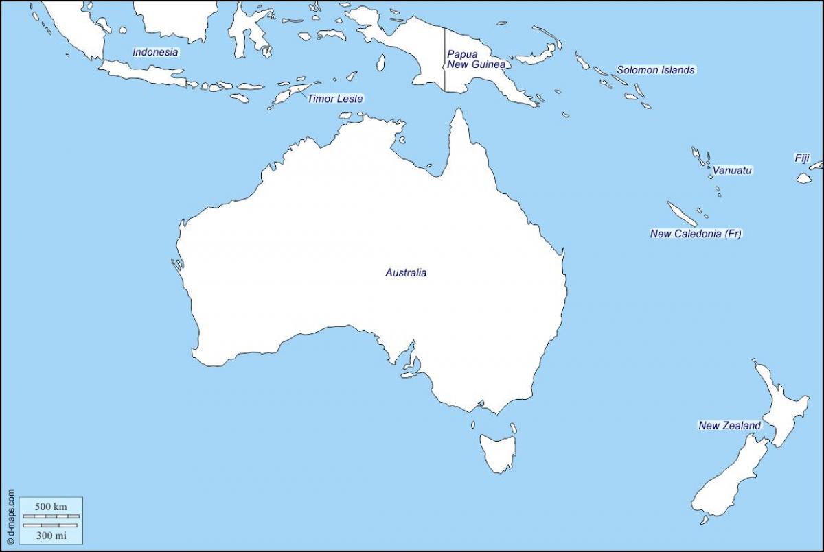 uiteensetting kaart van australië en nieu-seeland