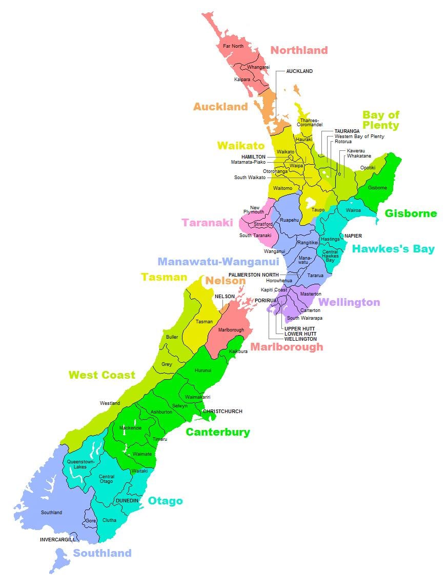 politieke kaart van australië en nieu-seeland