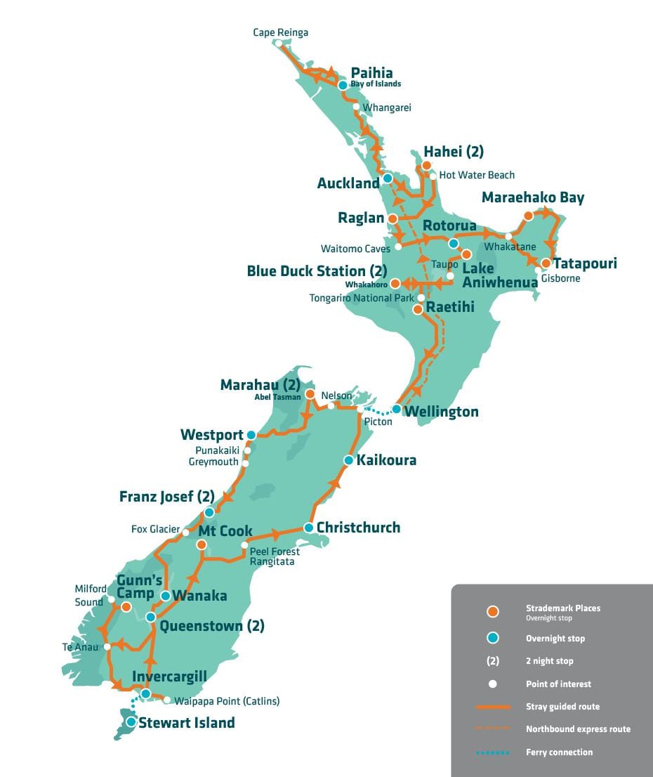 nieu-seeland aantrekkingskrag kaart