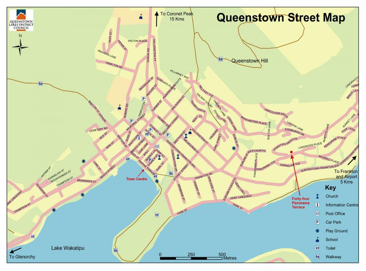 straat kaart van queenstown nieu-seeland