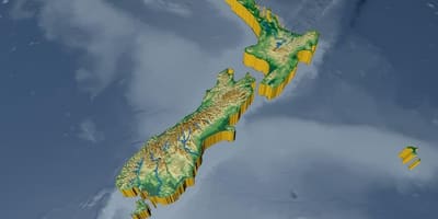 Kaart van 3d nieu-seeland