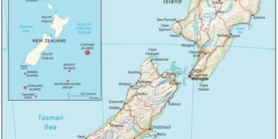 Kaart van nieu-seeland noord-eiland met afstand