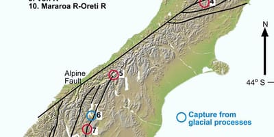 Kaart van die kloof rivier nieu-seeland