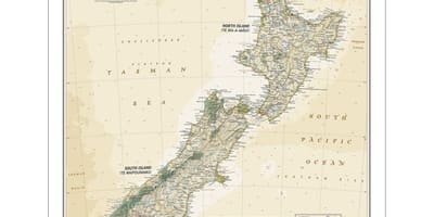 National geographic nieu-seeland kaart