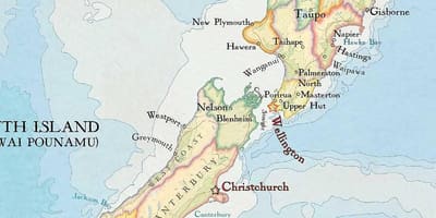 Kaart van nieu-seeland druk