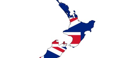 Kaart van nieu-seeland en die vlag