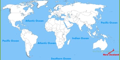 Nieu-seeland plek op die wêreld kaart