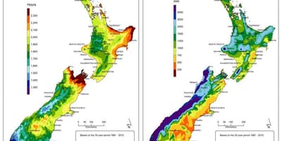 Kaart van nieu-seeland klimaat