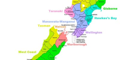 Politieke kaart van australië en nieu-seeland
