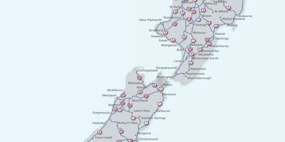 Kaart van nieu-seeland ry