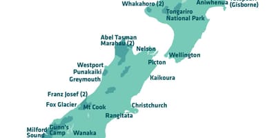 Kaart van nieu-seeland sightseeing