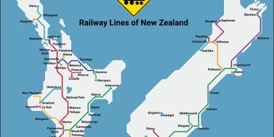 Nieu-seeland spoor-netwerk kaart
