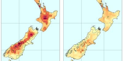Kaart van nieu-seeland temperatuur