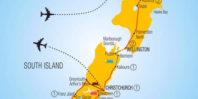 Kaart van nieu-seeland trein