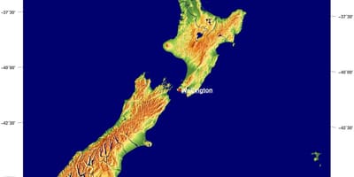 Nieu-seeland terrein kaart