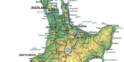 Kaart van die ski-noord-eiland van nieu-seeland