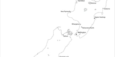 Kaart van nieu-seeland swart en wit